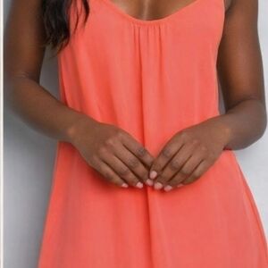 Neon Orange Halter Dress